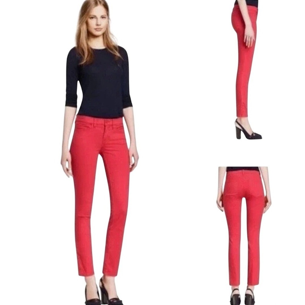 Tory Burch Red Cropped Skinny Jeans Women 30 Stretch Denim Ankle Pants